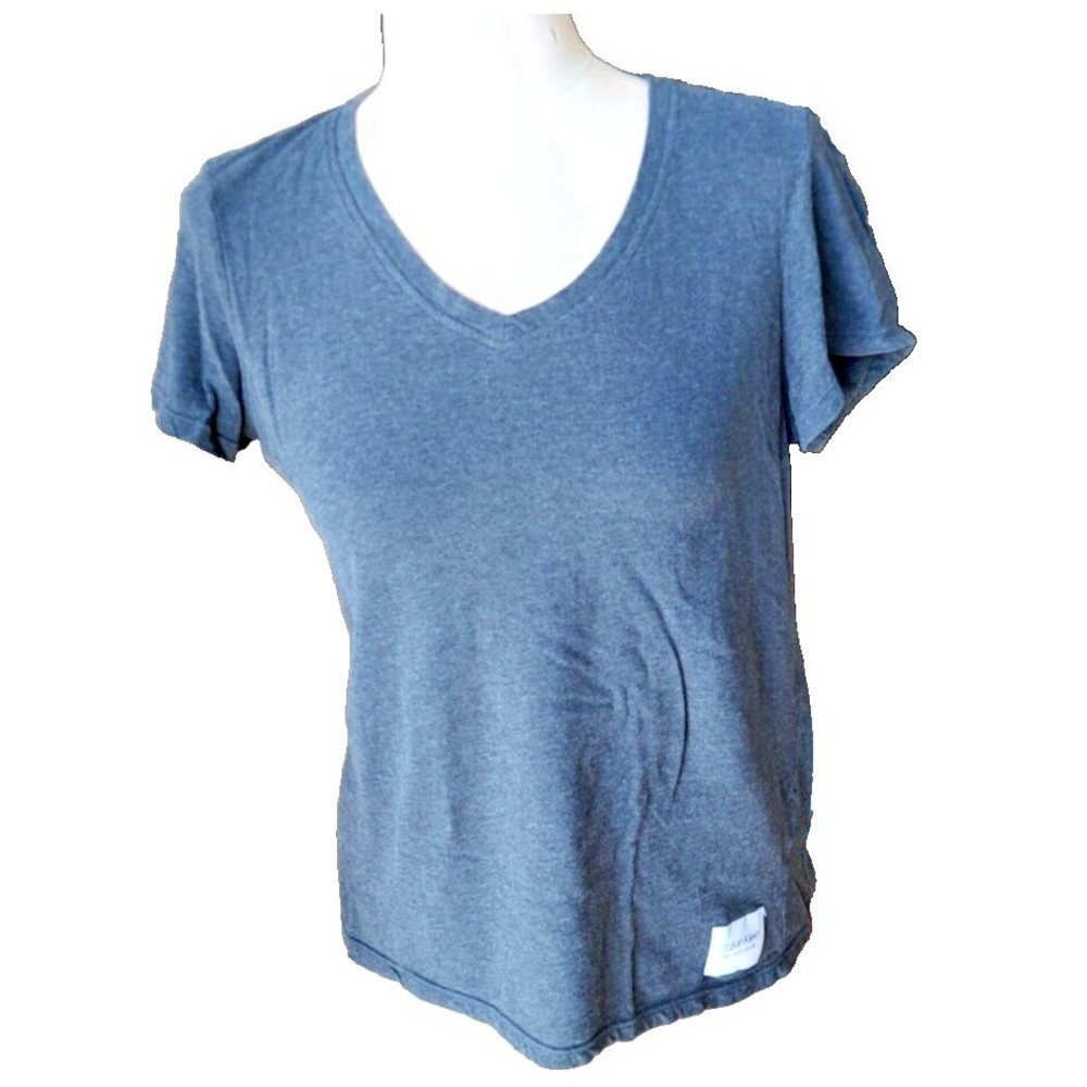 Calvin Klein Performance Top T-Shirt Women’s Size L V Neck 100% Cotton Dark Gray